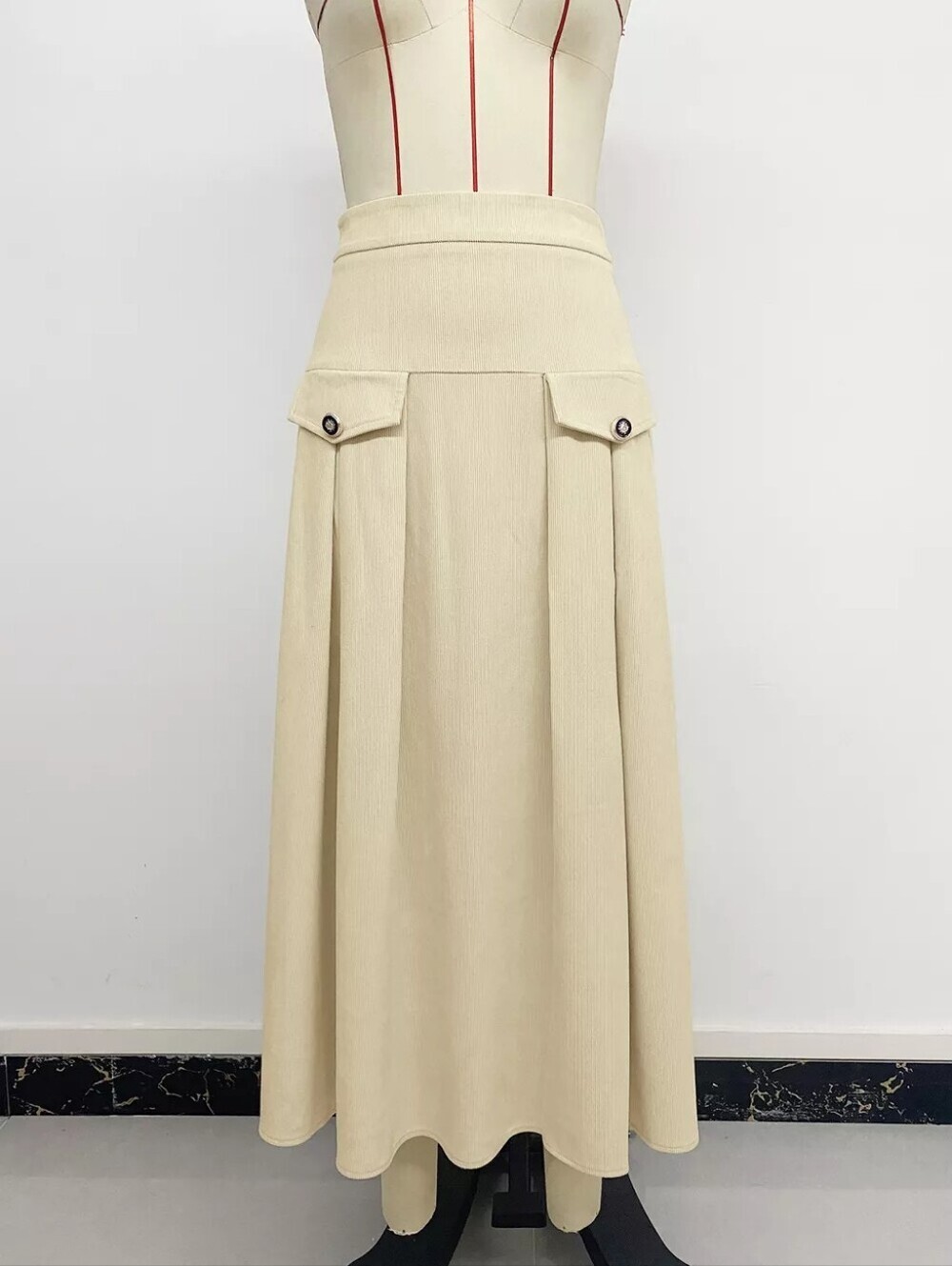 High Waist Pleated Midi Skirt - Picture 7 of 13